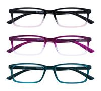 OPULIZE See - Lunettes de Lecture Anti-Lumière Bleue Pack de 3 Montures Étroites Charnières à Ressort Améliore le Sommeil Jeux Ordinateur Rose Violet Turquoise Hommes Femmes BBB9-45Q +1.00