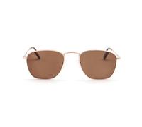 OPULIZE Sky Lunettes de Soleil Monture Métallique Forme Classique Verres Teintés Anti-Rayures Doré Extrémités Marron Hommes Femmes S95-9 +0.00