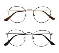 OPULIZE Sol BB94 Lunettes de lecture bloquant la lumière bleue avec 2 montures en métal rétro pour améliorer les maux de tête, le sommeil, les jeux sur ordinateur, Marron écaille de tortue,gris acier