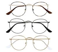 Opulize Sol BBB94 Lunettes de lecture bloquant la lumière bleue avec 2 montures rétro en métal pour améliorer les maux de tête et les jeux sur ordinateur