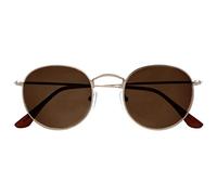OPULIZE Sol Classique des années 60 Rétro Rond Mat Or Pointes Brun Foncé Hommes Femmes Lecteurs Soleil UV400 S94-9 +0,00