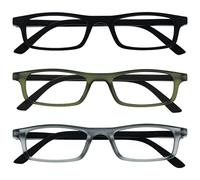 OPULIZE Ted Lunettes de Repos, Noir Mat/Kaki Mat/Gris Mat Noir, +3.50 Magnification Mixte