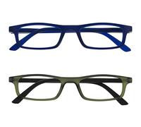 OPULIZE Ted RR17 Lot de 2 paires de lunettes de lecture étroites et légères pour homme et femme, Bleu marine mat/kaki mat