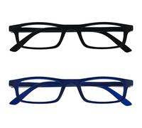 OPULIZE Ted RR17 Lot de 2 paires de lunettes de lecture étroites et légères pour homme et femme, Noir/bleu marine.