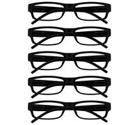 OPULIZE The Reading Glasses Company ACE Lunettes de Lecture Lot de 5 - Monture Étroite - Charnières à Ressorts - Noir - Modèle Mixte Hommes Femmes - RRRRR32-1 - +3.50