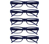OPULIZE The Reading Glasses Company ACE Lunettes de Lecture Lot de 5 - Monture Étroite - Charnières à Ressorts - Bleu Foncé - Hommes Femmes - RRRRR32-3 - +2.00