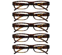 OPULIZE The Reading Glasses Company ACE Lunettes de Lecture Lot de 5 - Monture Étroite - Charnières à Ressorts - Marron Écaille - Hommes Femmes - RRRRR32-2 - +1.00