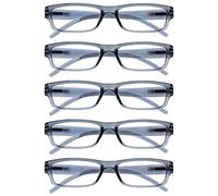OPULIZE The Reading Glasses Company ACE Lunettes de Lecture Lot de 5 - Monture Étroite - Charnières à Ressorts - Gris - Modèle Mixte Hommes Femmes - RRRRR32-6 - +1.50