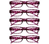 OPULIZE The Reading Glasses Company ACE Lunettes de Lecture Lot de 5 - Monture Étroite - Charnières à Ressorts - Rose Écaille - Hommes Femmes - RRRRR32-4 - +3.00