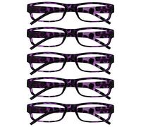 OPULIZE The Reading Glasses Company ACE Lunettes de Lecture Lot de 5 - Monture Étroite - Charnières à Ressorts - Violet Écaille - Hommes Femmes - RRRRR32-5 - +3.00