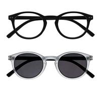 Opulize Zen Pack 2 Lunettes De Lecture Avec Lecteur Soleil Noir Cristal Petit Hommes Femmes RS24-1C +2,00