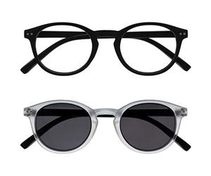 Opulize Zen Pack 2 Lunettes De Lecture Avec Lecteur Soleil Noir Cristal Petit Hommes Femmes RS24-1C +3,00