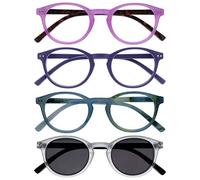 Opulize Zen Pack 4 Lunettes De Lecture Avec Lecteur Soleil Rose Pourpre Turquoise Cristal Petit Hommes Femmes RRRS24-45QC +3,00