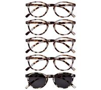Opulize Zen Pack 5 Lunettes De Lecture Avec Lecteur Soleil Lumière Marron Écaille Petit Hommes Femmes RRRRS24-1T +2,00