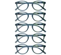 Opulize Zen Pack 5 Lunettes De Lecture Brillante Turquoise Bleu Petit Hommes Femmes RRRRR24-Q +2,00