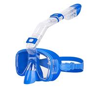 Opurtdor Dry Snorkel Kit Tempered Glass Swim and Dive Goggles Lunettes de Natation et de Plongée 180° Anti-Fog Goggles Free Breathing Goggles Lunettes de Respiration Libre
