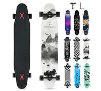 Opurtdor Longboard Adulte Skateboard Complètes,117x23 cm,Planche de Skate avec Roues LED Clignotantes,8 Couches de Bois D'érable Pont,Longboard Dancing Cruiser pour Débutants