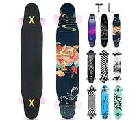 Opurtdor Longboard Adulte Skateboard Complètes,117x23 cm,Planche de Skate avec Roues LED Clignotantes,8 Couches de Bois D'érable Pont,Longboard Dancing Cruiser pour Débutants