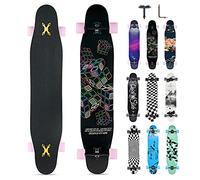 Opurtdor Longboard Adulte Skateboard Complètes,117x23 cm,Planche de Skate avec Roues LED Clignotantes,8 Couches de Bois D'érable Pont,Longboard Dancing Cruiser pour Débutants