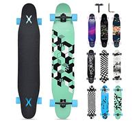 Opurtdor Longboard Adulte Skateboard Complètes,117x23 cm,Planche de Skate avec Roues LED Clignotantes,8 Couches de Bois D'érable Pont,Longboard Dancing Cruiser pour Débutants