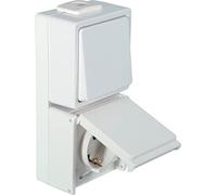 OPUS® Aqua Interrupteur/bouton avec prise de courant vertical universel Blanc pur