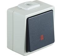 OPUS® Aqua Version Interrupteur d'urgence pour chauffage 2 pôles Lentille rouge Gris clair/bleu acier