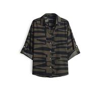 OPUS Chemisier à manches longues pour femme | FUMANI Jungle Chemisier imprimé ample en voile de coton, Feuille d'olive, 38