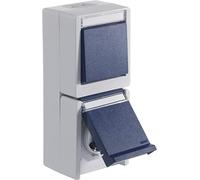 OPUS® RESIST Interrupteur/bouton-poussoir avec prise de courant, version verticale - Inverseur - Couleur : gris clair/bleu acier