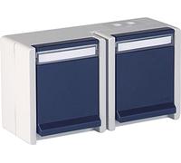 OPUS® Resistt Prise double avec contact de protection - Modèle horizontal - Couleur : gris clair/bleu acier