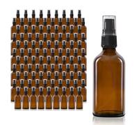 Oputec 105 x 50 ml Distributeur à pompe de voyage en verre ambré : grand paquet de petites mini bouteilles Distributeur de crème Distributeur de lotion à remplir