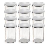 Oputec 12x bocaux 440 ml avec couvercle à vis blanc - pots à confiture en verre, bocaux de conservation pour aliments.