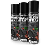Oputec 3 x 500ml Spray d'entretien pour la Fonte - Anti-adhésif - Accessoires de Barbecue idéaux pour la Protection des grilles, poêles, casseroles, Dutch Oven, grilles de Barbecue, rôtissoires