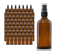 Oputec 68 x 100 ml Distributeur à pompe de voyage en verre ambré : grand paquet de petites petites bouteilles distributeur de crème distributeur de lotion à remplir
