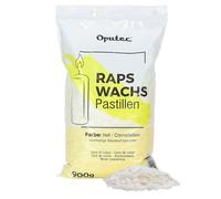 Oputec Pastilles de cire de colza de 900 g : cire de couleur crème claire - Fabrication de bougies soi-même - Moulage de bougies en cire naturelle - Fabrication et remplissage de vos propres bougies