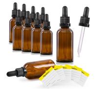 Oputec Lot de 10 flacons pipettes en verre marron de 50 ml avec pipette en | Bouteille de pharmacie pour aromathérapie, cosmétique, flacon compte-gouttes protégé contre la lumière pour applications