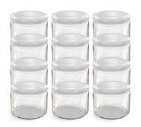 Oputec Lot de 12 bocaux de 282 ml avec couvercles à visser blancs - Parfaits pour les confitures, les confitures et plus encore, petits bocaux avec couvercle, parfaits comme pots à confiture et bocaux