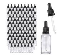 Oputec Lot de 143 flacons à pipette en verre transparent de 30 ml avec pipette en verre : flacons d'apothicaire pour aromathérapie, huiles essentielles, cosmétiques, flacons compte-gouttes pour