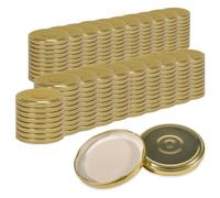 Oputec Lot de 200 couvercles à visser TO 82 dorés - Couvercles de rechange pour bocaux de conservation | Couvercles Twist Off hermétiques et adaptés à un usage alimentaire | Couvercles pour confiture