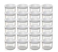 Oputec Lot de 24 bocaux de 230 ml avec couvercles à visser blancs - Parfaits pour les confitures, les confitures et plus encore, petits bocaux avec couvercle, idéal comme mini pots à confiture et