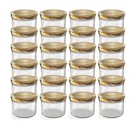 Oputec Lot de 24 bocaux de 230 ml avec couvercles à visser dorés - Parfaits pour les confitures, les confitures et plus encore, petits bocaux avec couvercle, idéal comme mini pots à confiture et