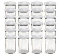 Oputec Lot de 24 bocaux de 440 ml avec couvercle à visser TO 82 blanc - Parfait pour les confitures, les confitures et plus encore, grands bocaux avec couvercle, idéal comme pots à confiture et bocaux