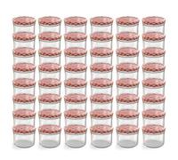 Oputec Lot de 48 bocaux de 230 ml avec couvercle à visser rouge à carreaux - Parfait pour les confitures, les confitures et plus encore, petits bocaux avec couvercle, idéal comme mini pots à confiture