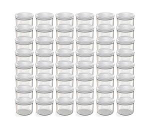 Oputec Lot de 48 bocaux de 230 ml avec couvercles à visser blancs - Parfaits pour les confitures, les confitures et plus encore, petits bocaux avec couvercle, idéal comme mini pots à confiture et