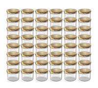 Oputec Lot de 48 bocaux de 230 ml avec couvercles à visser dorés - Parfaits pour les confitures, les confitures et plus encore, petits bocaux avec couvercle, idéal comme mini pots à confiture et