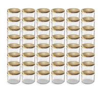 Oputec Lot de 48 bocaux de 282 ml avec couvercles à visser dorés - Parfaits pour les confitures, les confitures et plus encore, petits bocaux avec couvercle, parfaits comme pots à confiture et bocaux