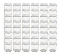 Oputec Lot de 48 bocaux de 360 ml avec couvercle à visser blanc - Parfaits pour les confitures, les confitures et plus encore, bocaux de conservation avec couvercle, parfaits comme pots à confiture et