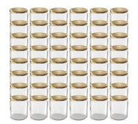 Oputec Lot de 48 bocaux de 405 ml avec couvercles à visser dorés TO 82 - Parfaits pour les confitures, les confitures et plus encore - Grands bocaux avec couvercle - Idéal comme pots à confiture et