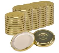 Oputec Lot de 50 couvercles à visser TO 82 doré - Couvercle de rechange pour bocaux de conservation | Couvercle Twist Off hermétique et adapté à un usage alimentaire