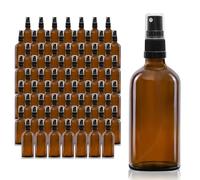 Oputec Lot de 68 flacons pulvérisateurs en verre avec vaporisateur - 100 ml - Flacons en verre ambré avec tête de pulvérisation fine - Petit flacon pulvérisateur à remplir