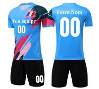 OPUTWDF Ensemble Maillot de Foot a Personnalisé - Nom Numéro Logo de léquipe Ensemble Foot T-Shirt et Short Convient Aux Hommes Femmes Enfants